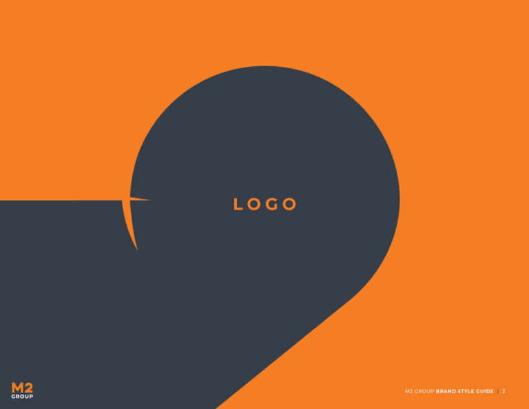 M2 Group brand style guide logo section divider page.
