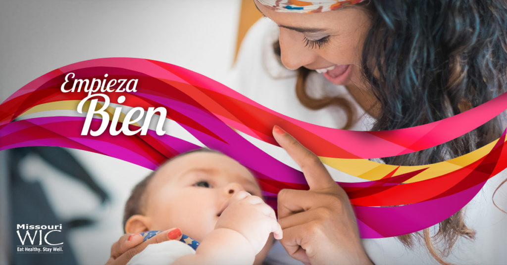 Missouri WIC Spanish social media ad showing mother and baby with “Empieza Bien” message promoting healthy start